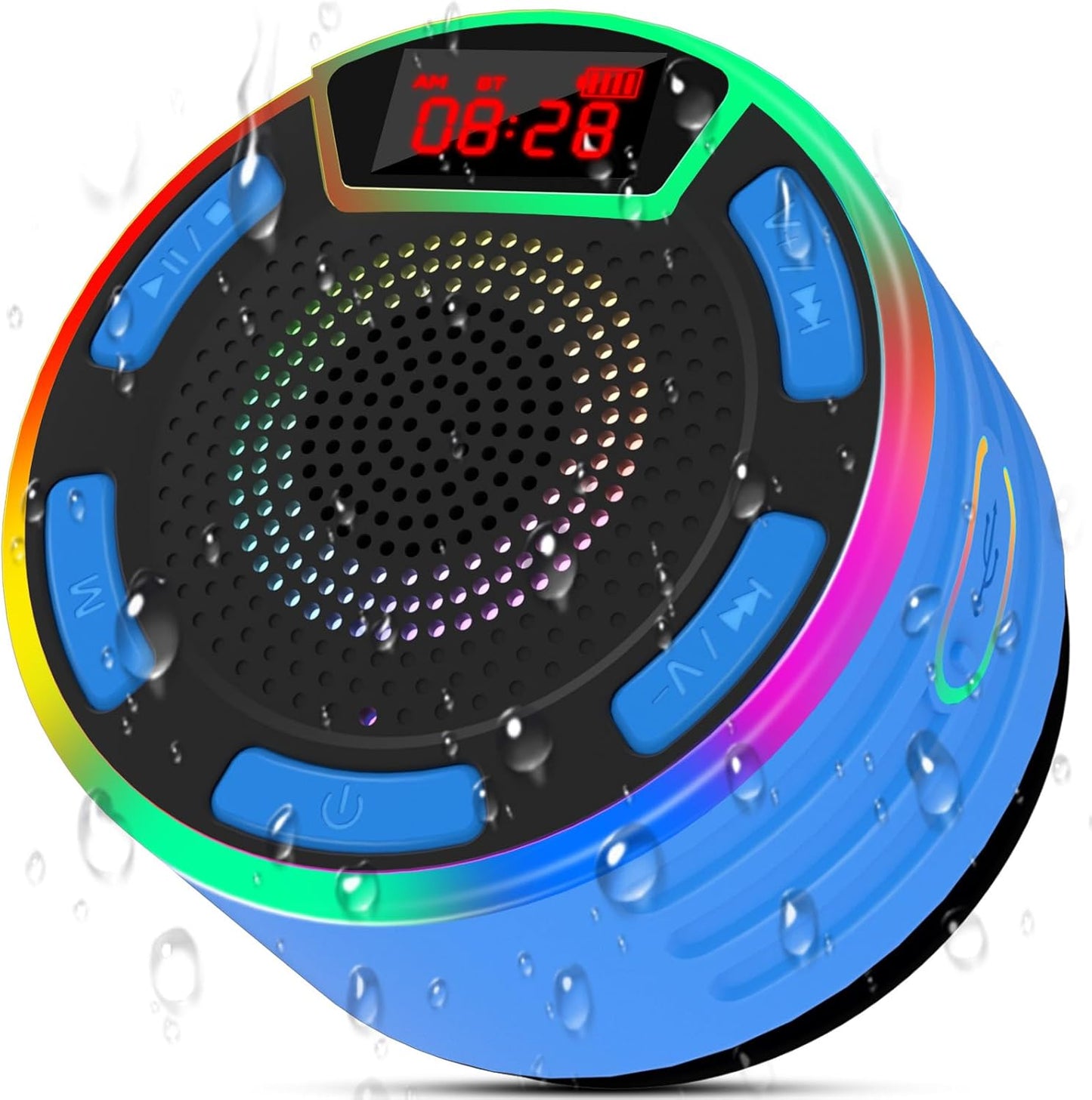 ssouwao IPX7 ssuowao Bluetooth Shower Speaker, Waterproof Portable Speakers with LED Display, FM Radio, Suction Cup
