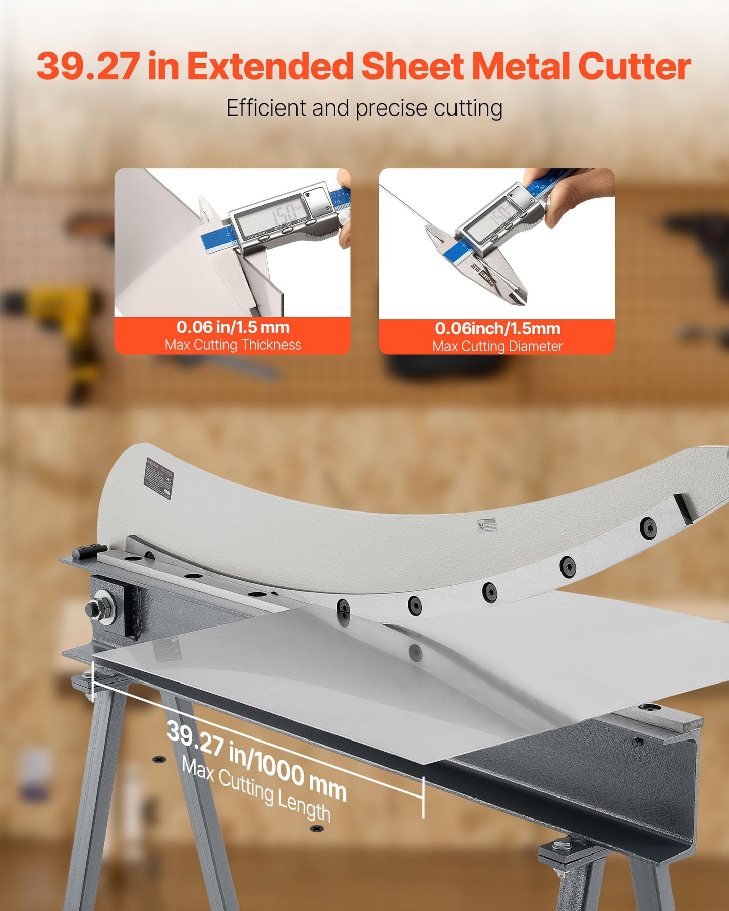 VEVOR Guillotine Shear, 39 in Bed Width Benchtop Cutter, Manual Hand Plate Shear for Metal Sheet Processing, with Q235 Material, High Precision, Stand, for PCB Board, Aluminum, Steel, Copper, Plastic