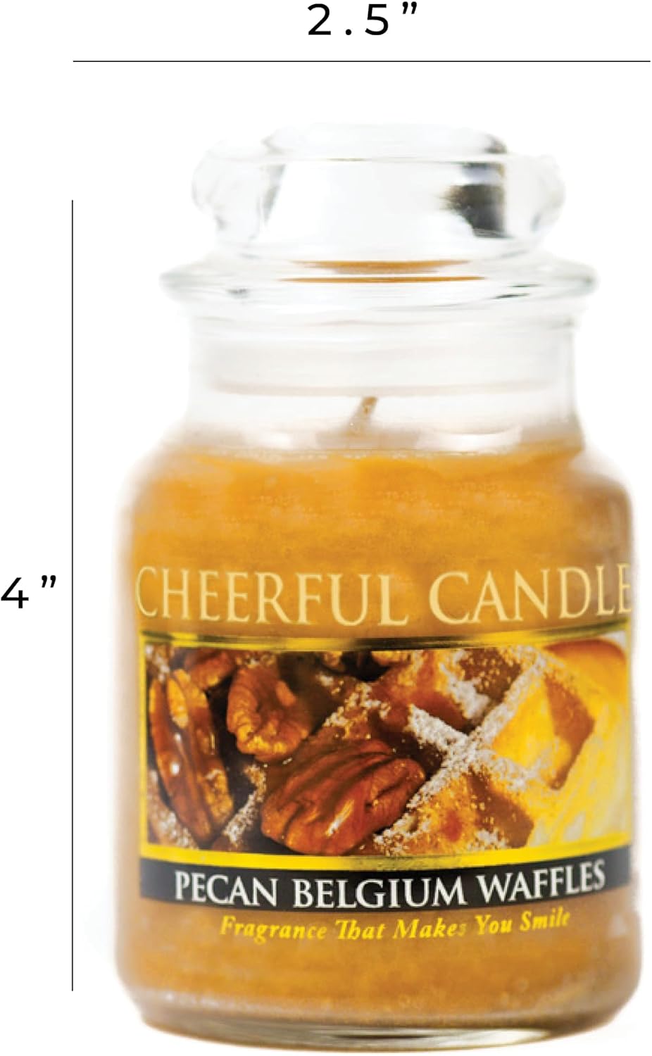 6oz 35 A Cheerful Giver - Pecan Belgium Waffles - Small Scented Candle Jar with Lid - Cheerful Candle - Hours of Burn