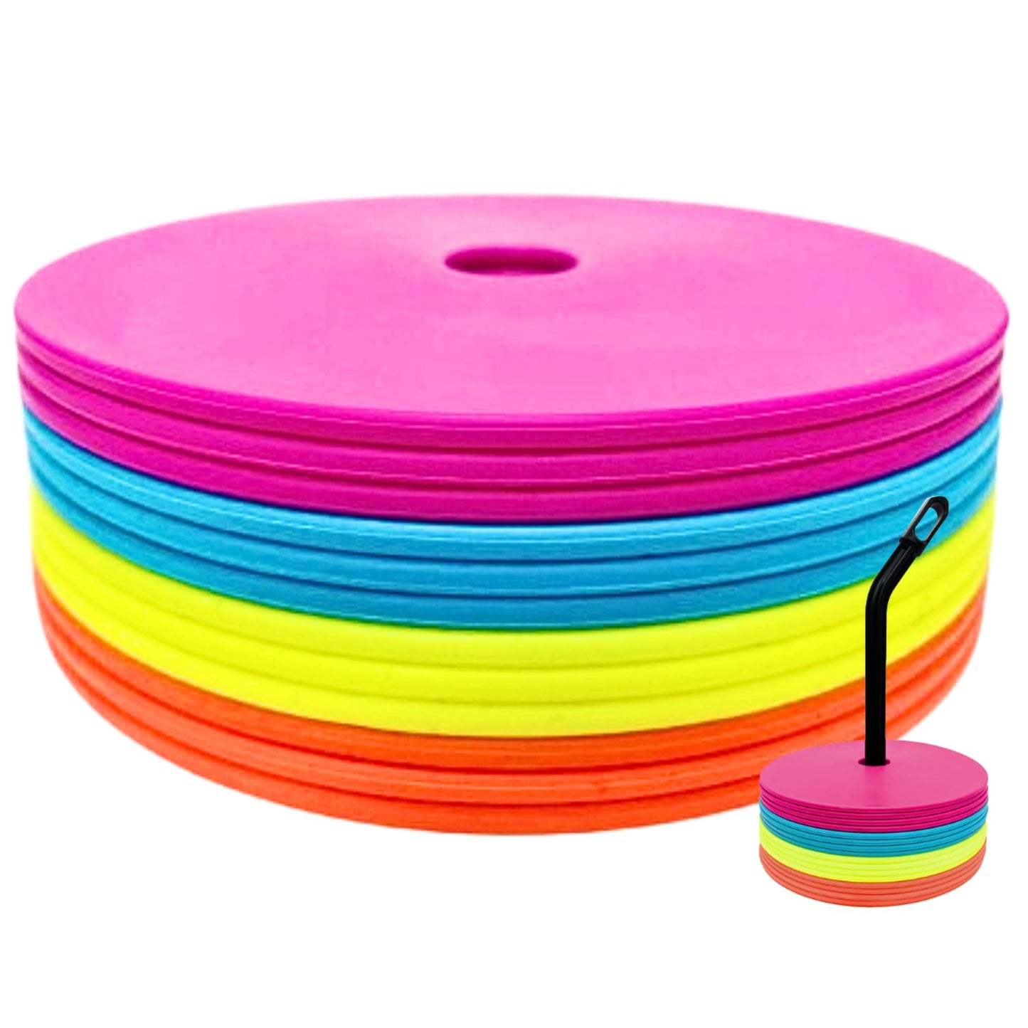 LEZER 6 Inch Flat Cones, Spot Markers, Soccer Cones, Field Court Markers, Sit Spots, Flat Discs, Soccer Training Equipment, Agility Practice, Football, Made in Taiwan, Set of 12