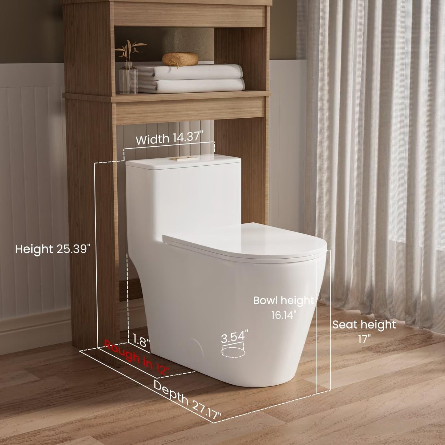 Casta Diva Elongated One Piece Toilet with 17" ADA Comfort Chair Height Seat Compact Toilet for Bathroom Dual Flush 1.1/1.6GPF, 12'' Rough-in, Dual Flush Toilet Button Golden