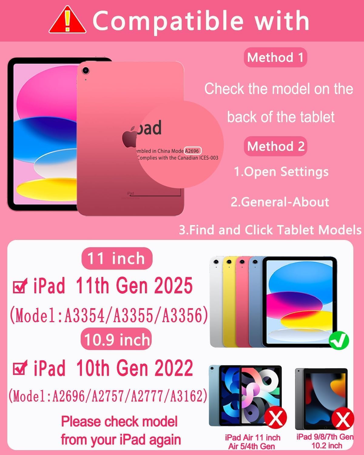 EAMPANG A16 11th 10th 11/10.9 inch,Rainbow 11 2025 10 2022 Case with Keyboard for iPad Generation Backlit Detachable