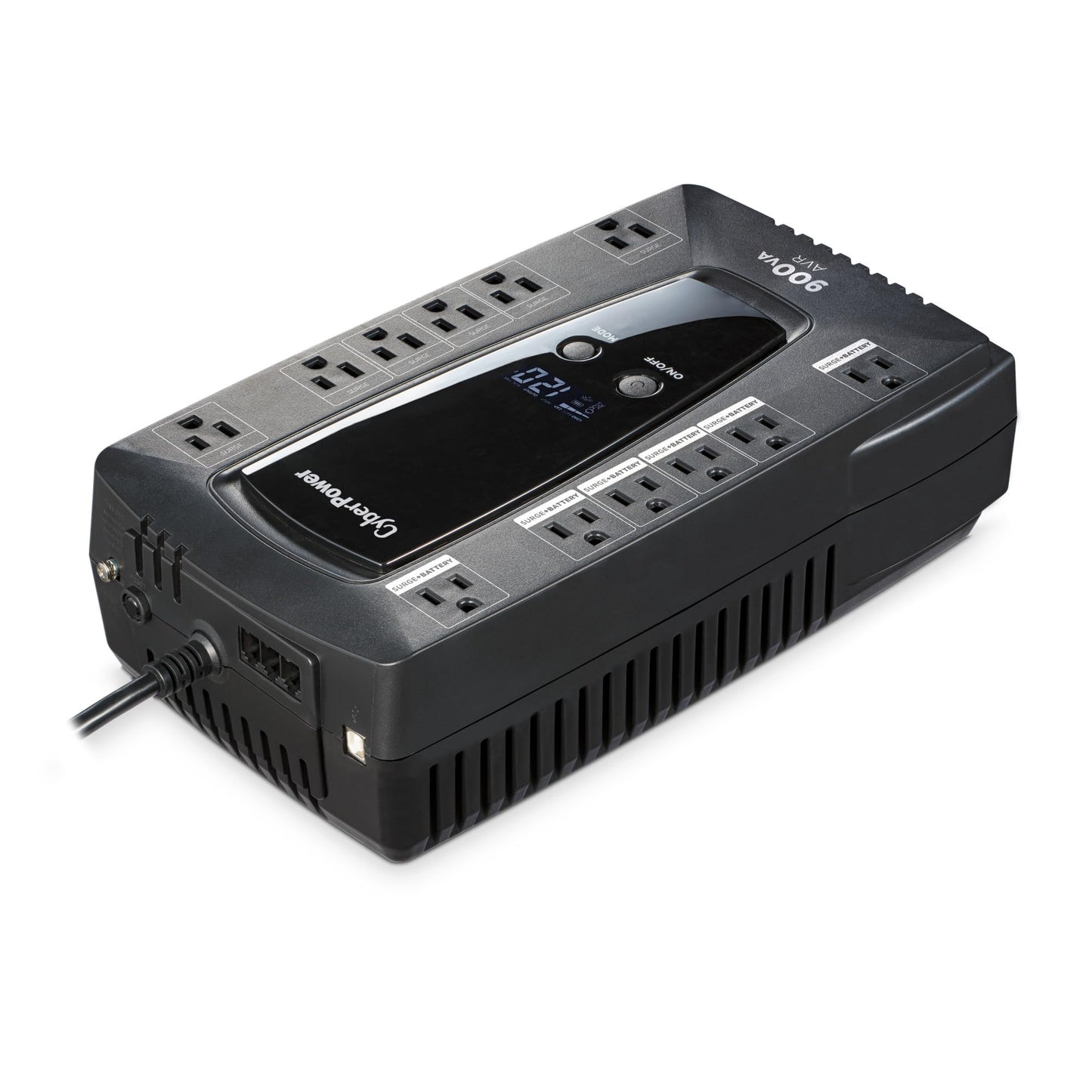 CyberPower AVRG900LCD Intelligent LCD UPS Battery Backup and Surge Protector, 900VA/480W, 12 Outlets, AVR, Compact, UL Certified