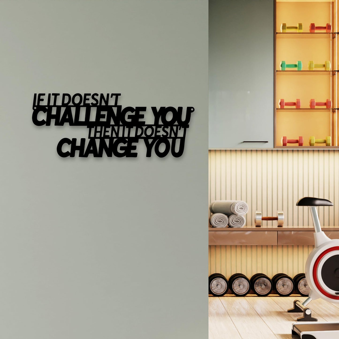 Xedatric If It Doesn't Challenge You Then It Doesn't Change You Metal Wall Art–Motivational Wall Decor for Home Gym,Office,or Fitness Spaces
