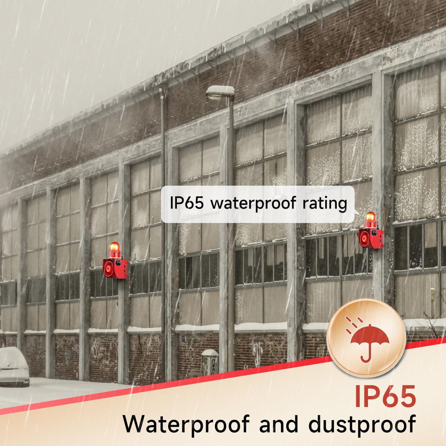 Y DIANS S Outdoor Indoor Alarm Siren Wireless Waterproof 0.3mile Remote Control Emergency Security Siren with 0-120dB Adjustable, 12 Tone Switchable for Warehouse Industry Buliding AC110-120V