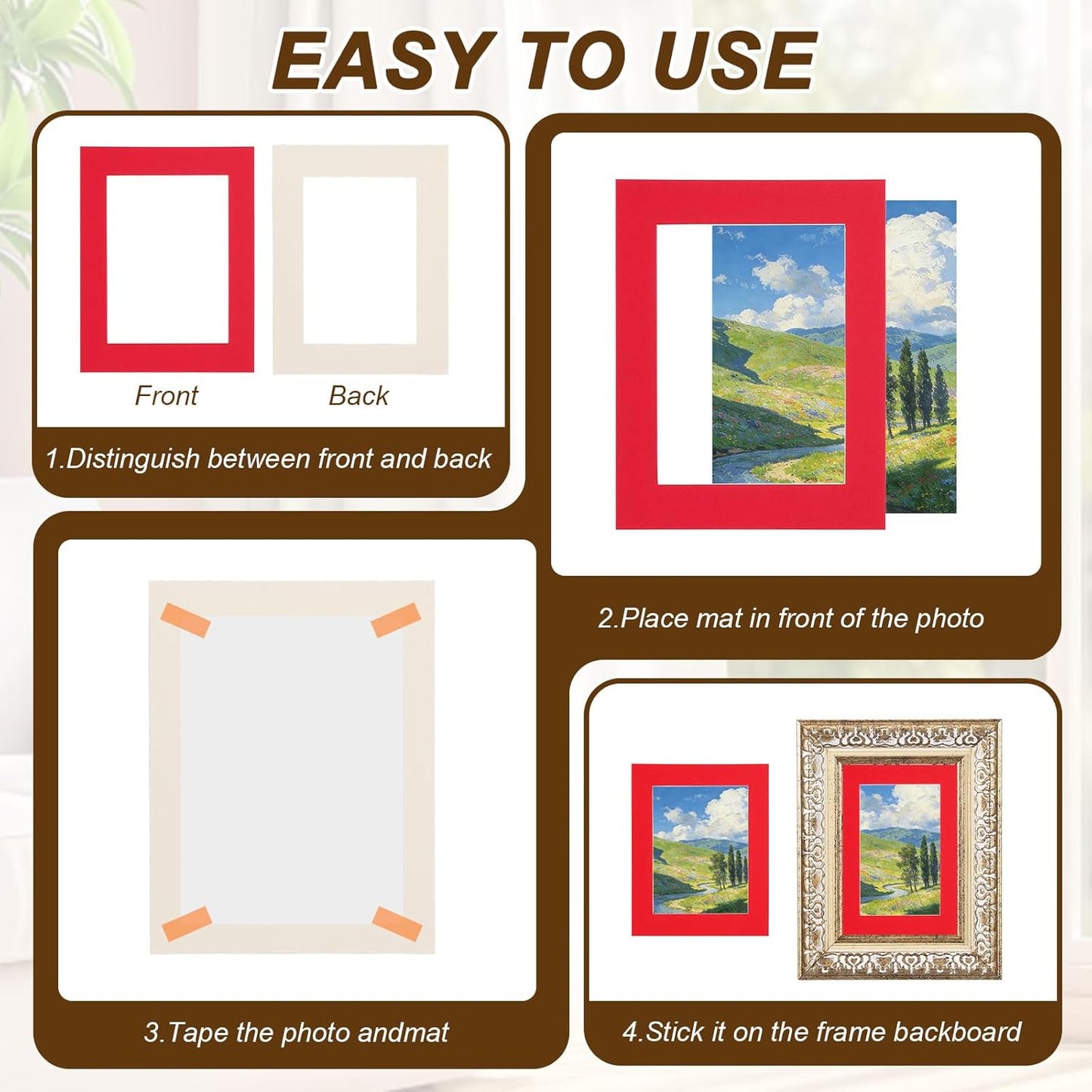 10 7 5 Inch uxcell Pcs Picture Frame Mats, x Picture Mats for Frames, Photo Mattes Angled Cut Board for Photos Prints