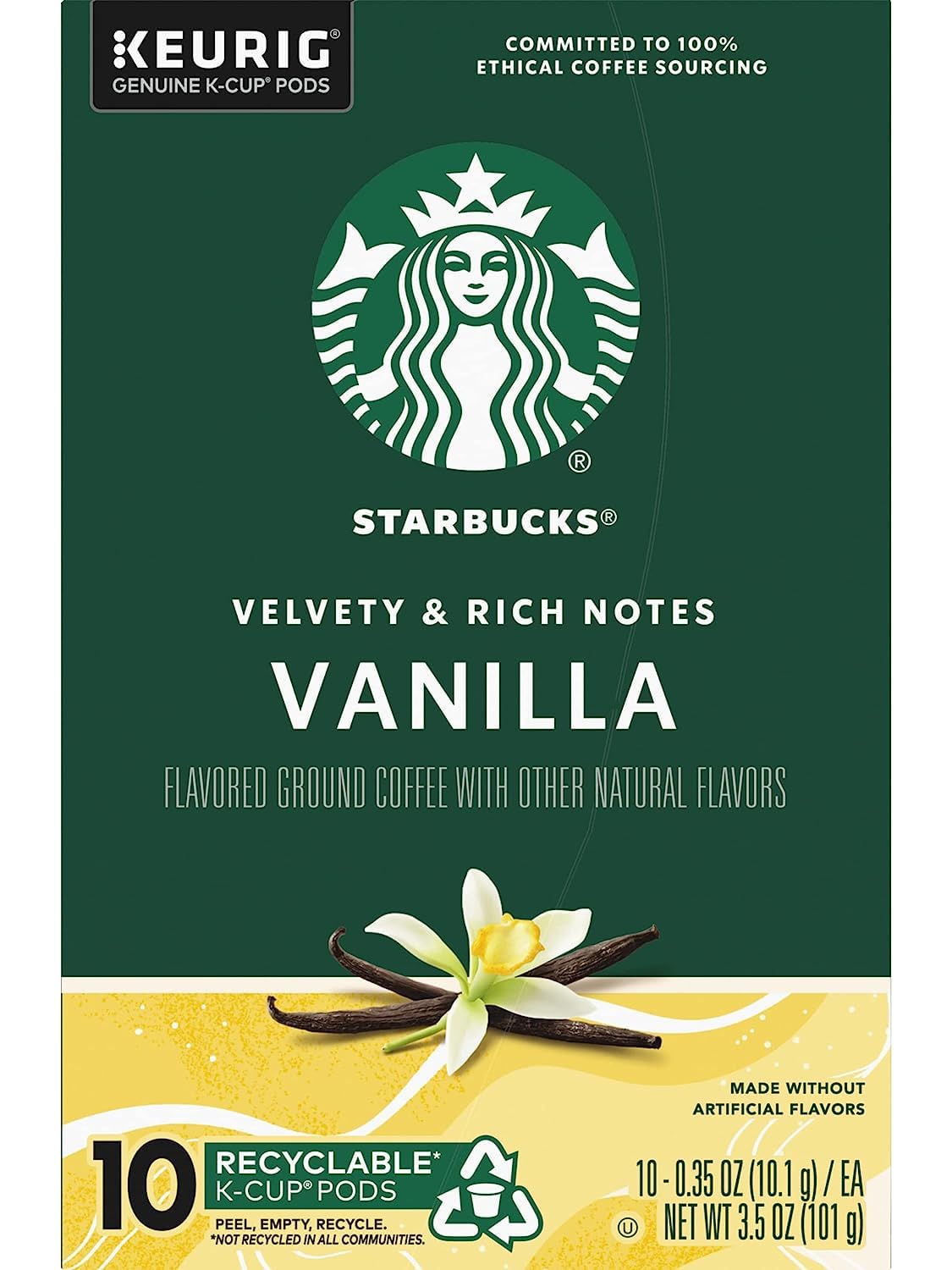 Starbucks K-Cup Pods - Vanilla Flavored Coffee Without Artificial Flavors | 40 Count (4 Boxes)