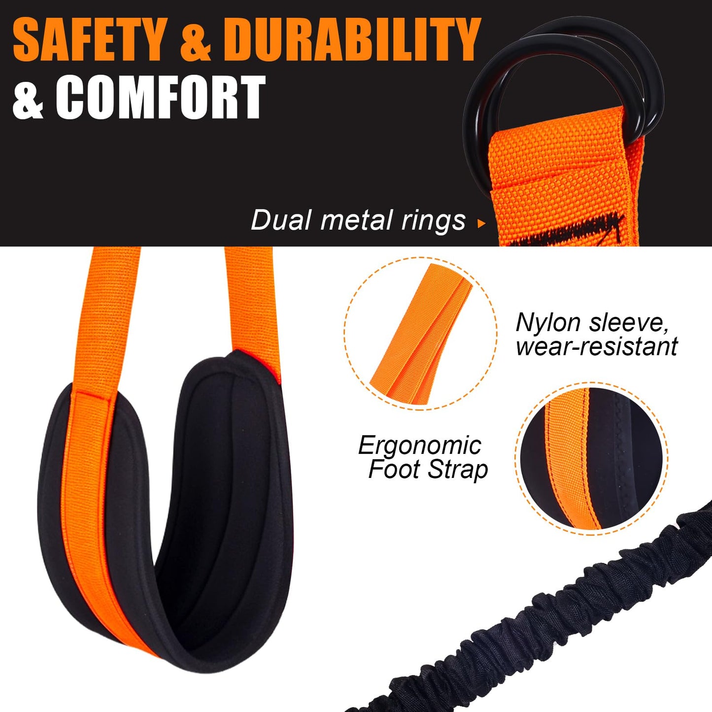 QIVDSEC Pull-Up Assistance Bands Set – Heavy Duty Adjustable Resistance Band with Feet/Knee Rest for Home Gym Strength Training