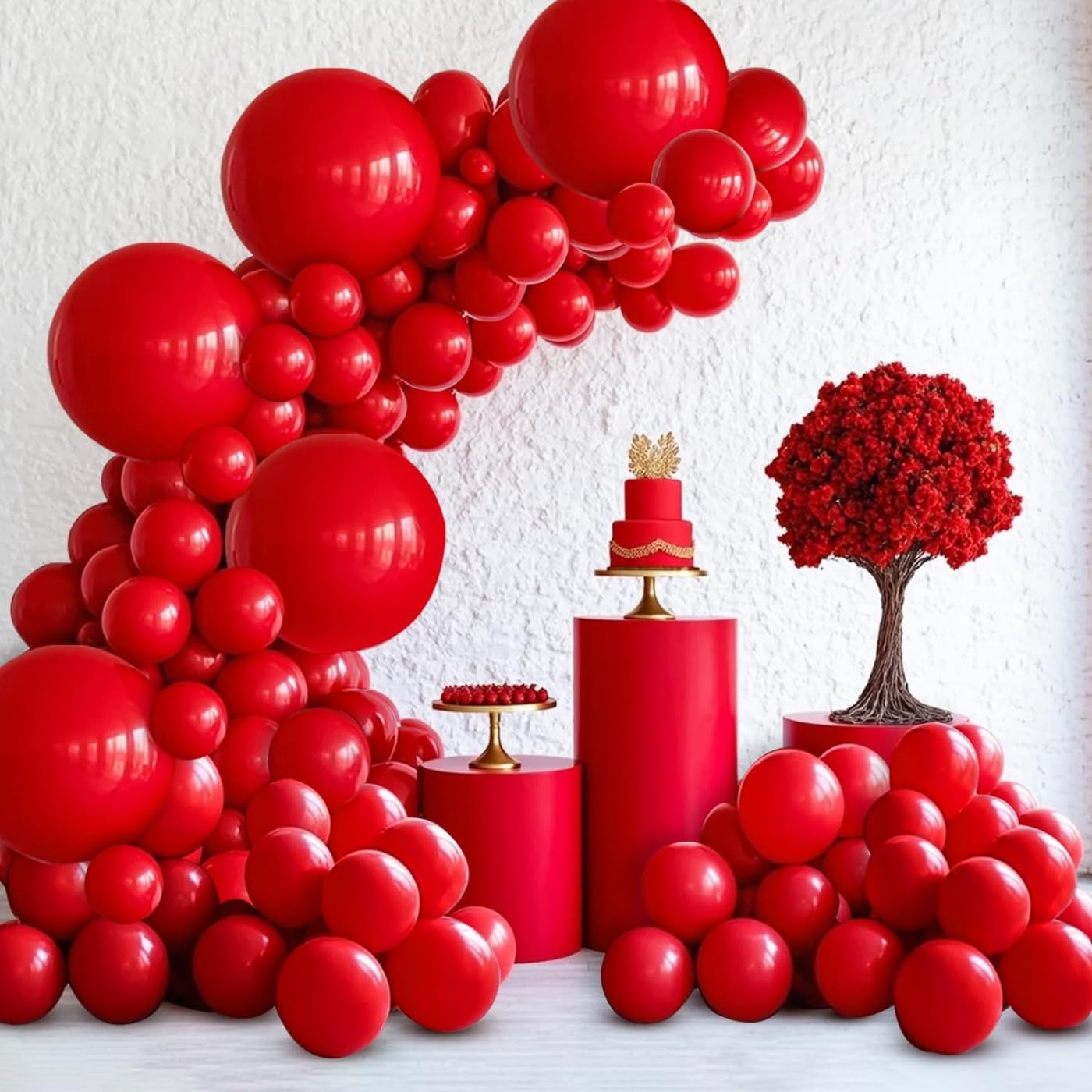 PartySoon 147 Pcs Red Balloons Arch Kit Red Balloon Different Sizes for Valentine's Decorations Birthday Party Gender Reveal Baby Shower Wedding Anniversary Bridal Decorations