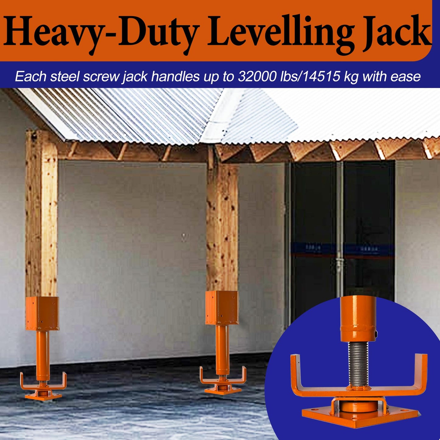 4" x 4" Adjustable Screw Jack Post, 15.5"-21.75" Height Range Shore House Jacks, Basement Floor Jacks for Leveling & Lifting, Structural Support, Joist Stabilization, 32,000 lb Max Load Capacity, 2PC