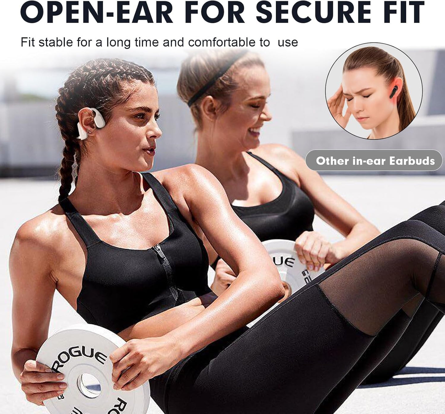 Set Bone Conduction Headphones Head Bluetooth Sport Open Ear Headphones Wireless Bluetooth Cycling Ear Bone Headphones