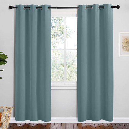 NICETOWN Modern Blackout Curtains - Noise Reducing Thermal Insulated Drapes, Greyish Blue, 2 Panels, W42 x L78-Inch