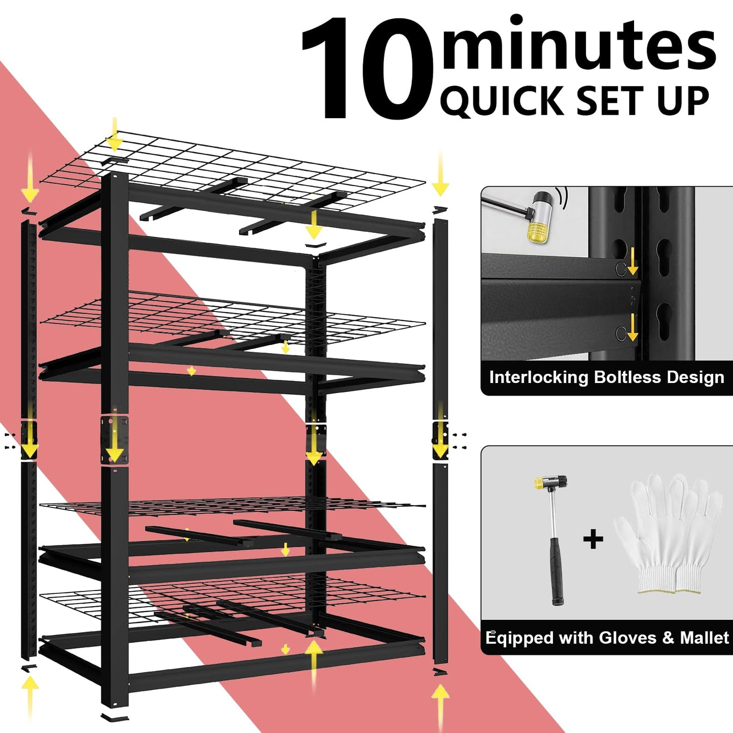 ZEUKMXOO 40W Garage Storage Shelves,2200LBS Metal Storage Shelves,Adjustable Heavy Duty Metal Garage Shelving Units Industrial Shelving for Garage,Basement,Warehouse,19.6" D x 39.37" W x 59.84" H