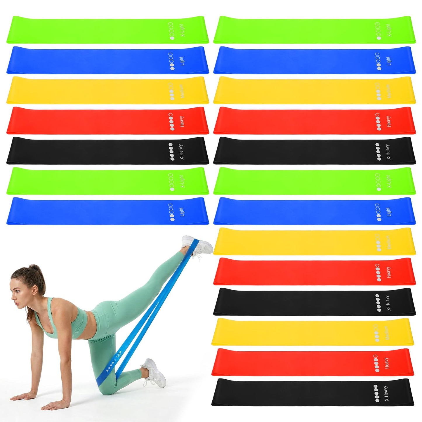Afcabakila 20 Pcs Resistance Bands, Different Resistance Levels Loop Exercise Bands for Women Men, Stretching, Workout, Home Gym Equipment for Pilates Yoga Physical Therapy, Leg Glute Arm Exercise Kit