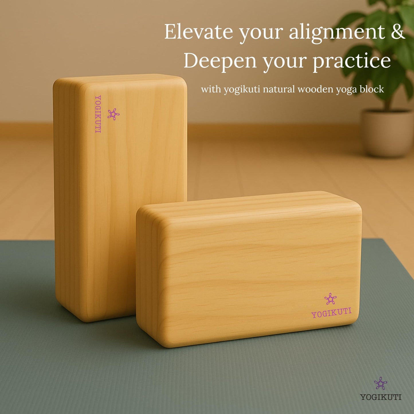 Original Wooden Yoga Blocks Set of 2 – Solid Hardwood Props Inspired by Traditional Yoga