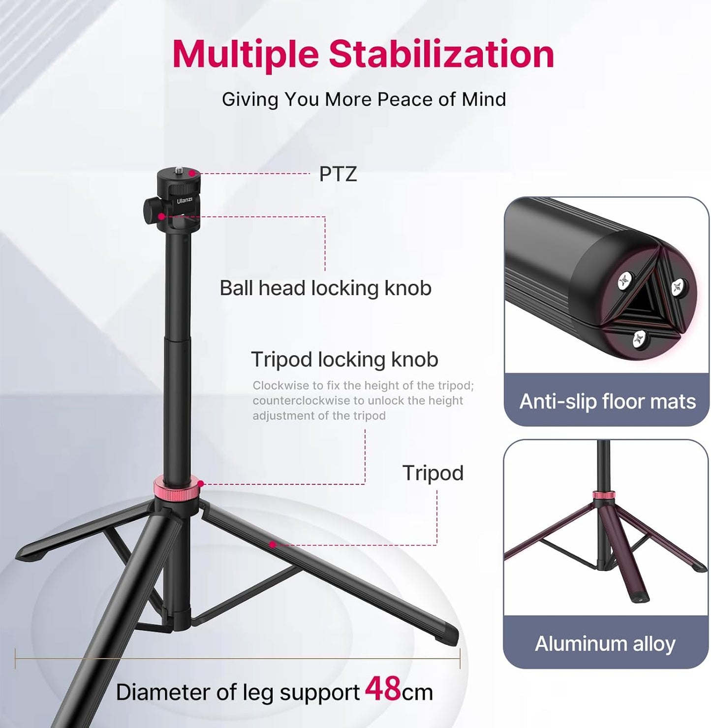 VIJIM MT-79 81" 1/4" 360 Pocket3 Extendable Photography Light Stand, Portable Adjustable Light Tripod with Screw, Ball