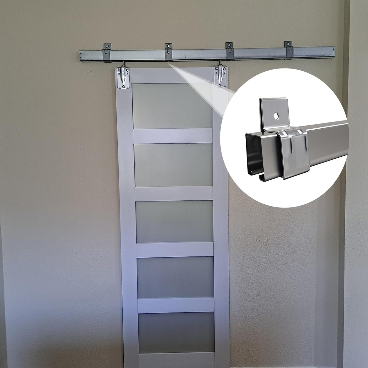 BiJun 4 Wheel Trolley Assembly Roller Strut Channel Trolley, Heavy Duty Box Rail Hanger Brackets Use to Mount for a Barn Door
