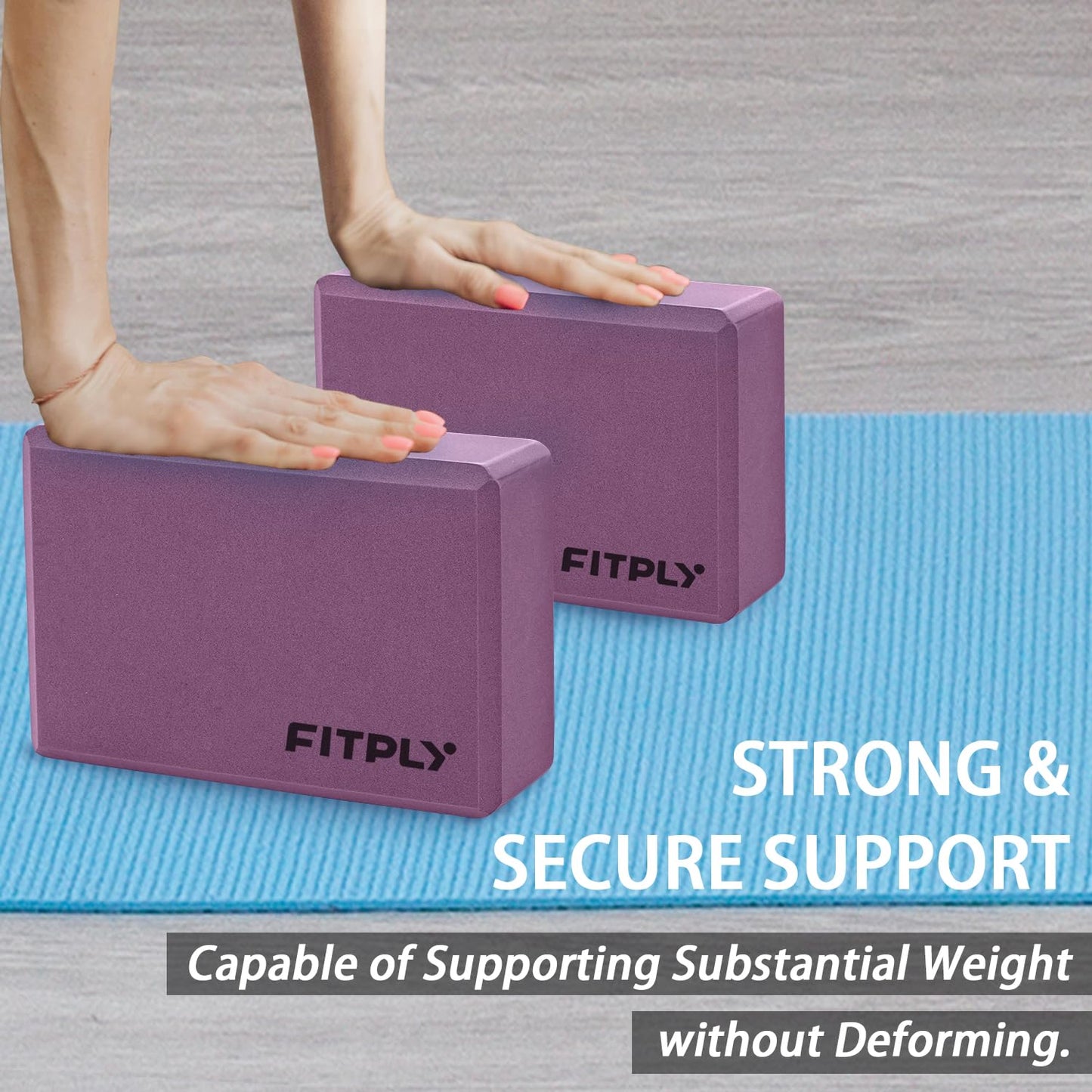 Fitply Yoga Blocks 2 Pack - Non-Slip Yoga Brick & Foam Blocks Yoga Set, High-Density Pilates Block for Stretching, Meditation, and Exercise Blocks Foam, Ideal for Deep Poses