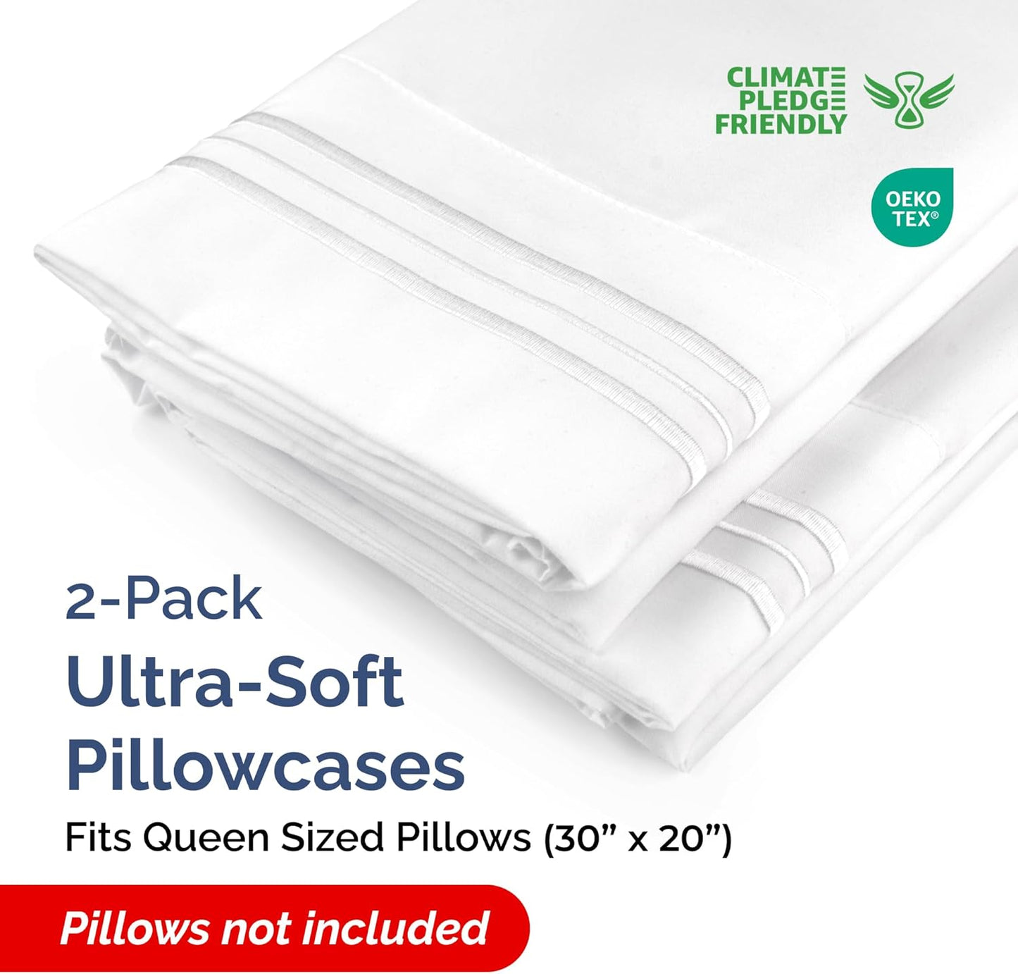Queen Pillow Cases by [Brand Name] - Ultra Soft Hotel Quality Covers | Wrinkle-Free, Stain Resistant - 2 Piece Set - White