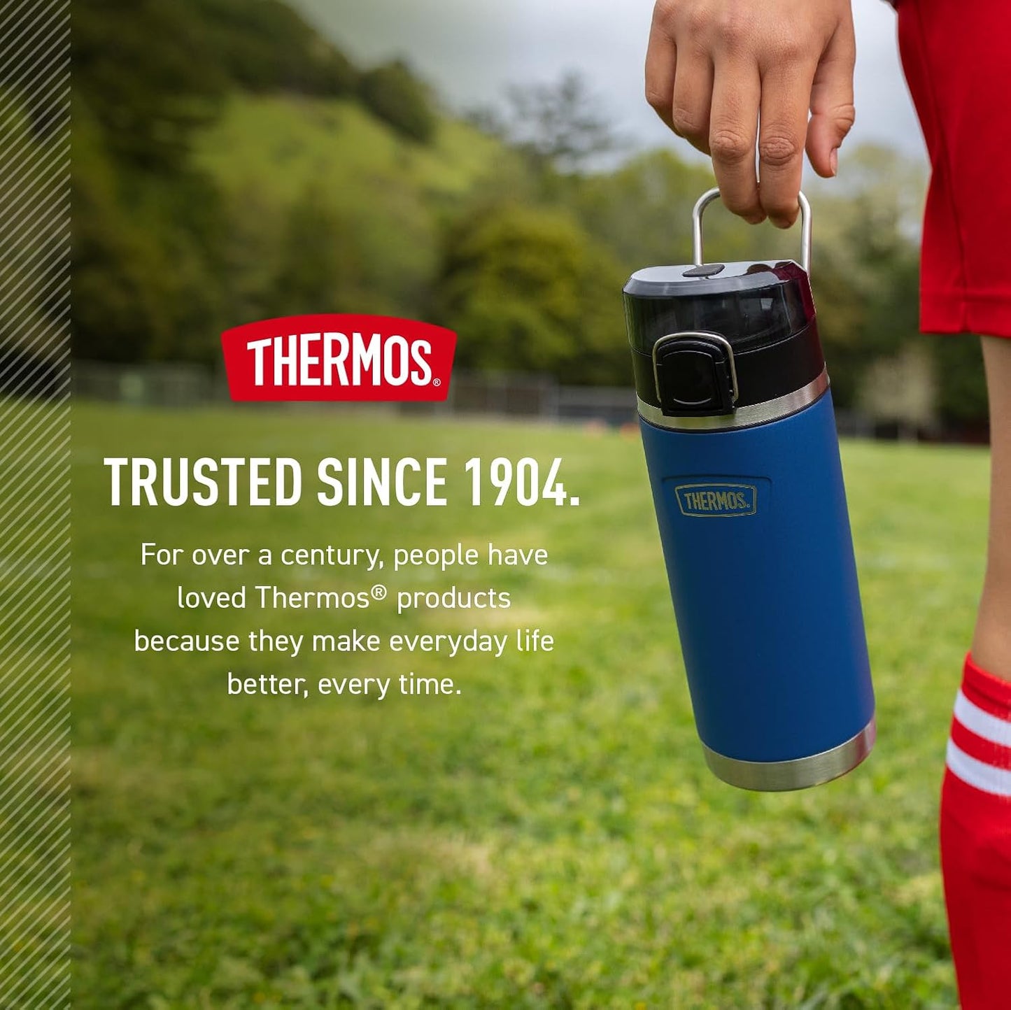 THERMOS Icon Series Water Bottle - 18 Ounce Stainless Steel, Lime - Vacuum Insulated with Spout