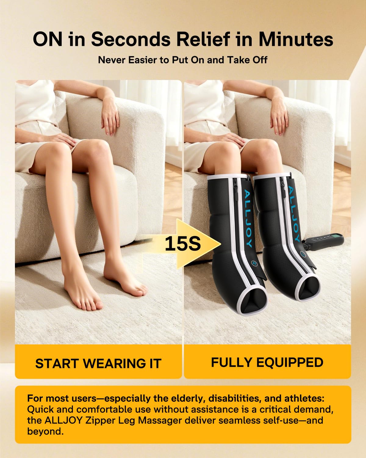 ALLJOY Father-s Day Gift-s for Dad Men, Leg Massager with Heat and Compression, Sequential Leg Compression Massager Boots w/ 2 Heat 4 Mode 4 Intensity, Leg Massager for Circulation and Pain Relief FSA