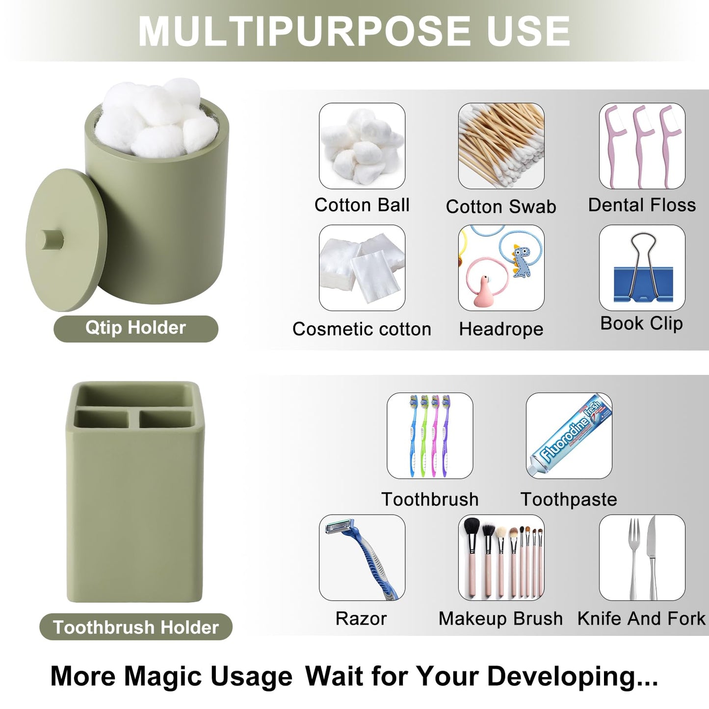 Sage Green Bathroom Accessories Set with Shower Curtain and Mats, 21 Pcs Resin Toothbrush Holder Sets with Holder and Lotion Soap Dispenser,Bathroom Countertop Organizer Set for Home Apartment