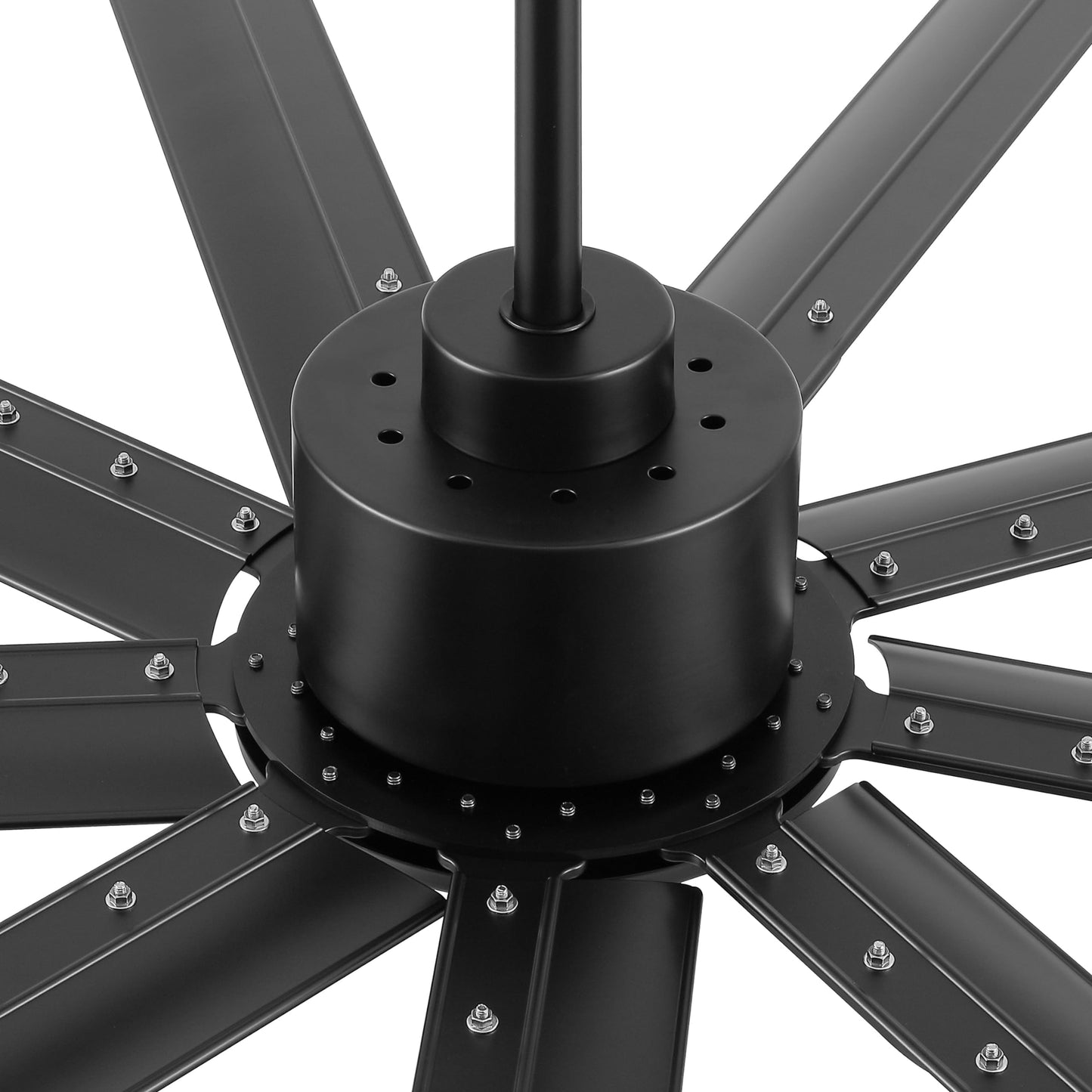 WINGBO Black Industrial Ceiling Fan No Light 120", 9 Aluminum Blades, 6 Speed Remote Control, Reversible DC Motor, for Home and Commercial Use, Living Room/Shop/Warehouse