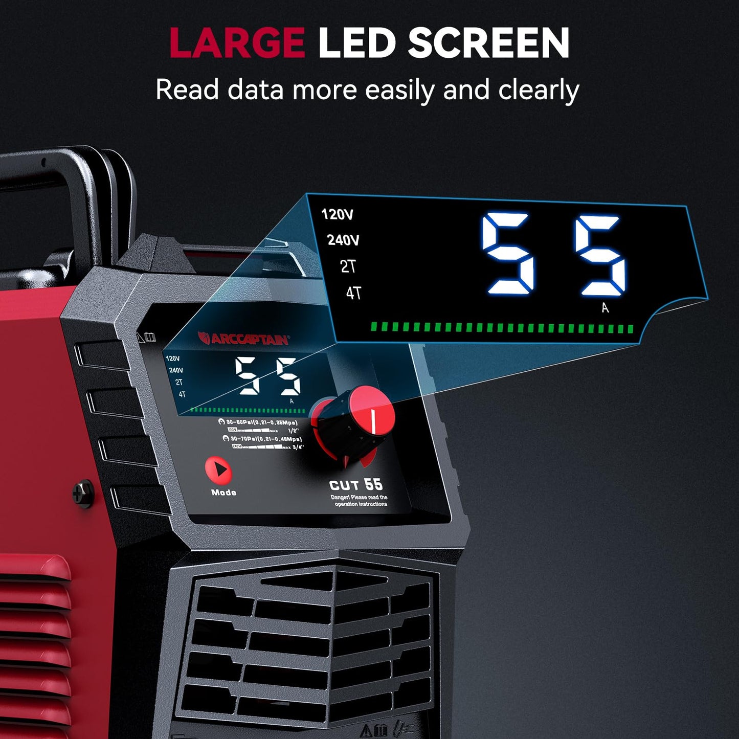 ARCCAPTAIN 55A Plasma Cutter and ARCCAPTAIN Intelligent Auto-Shade Welding Helmet