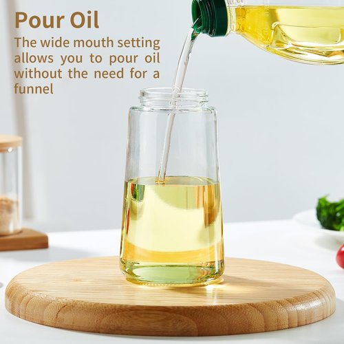 DOPUDO Oil Sprayer for Cooking, 2 in 1 Olive Oil Dispenser Bottle for Kitchen, 16oz/470ml Premium Glass Oil Bottle, Food-grade Oil Mister for Air Fryer, Salad, Frying, BBQ (Creamy Black)