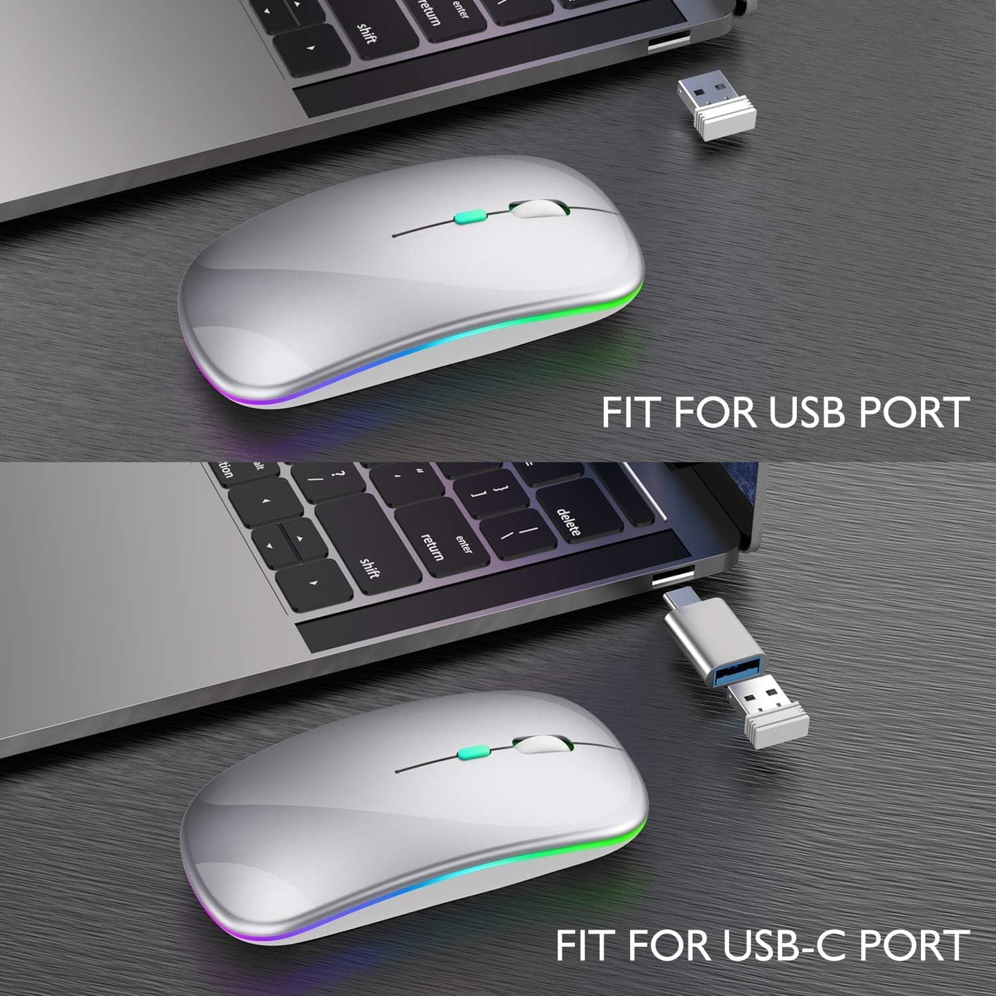 Qullqian 5.2/3.0 2.4GHz Wireless Bluetooth Mouse for MacBook Air/Mac/Pro/Laptop/Computer/PC,Rechargeable Dual Mode