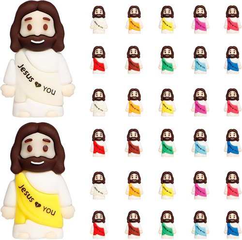 Little Jesus Figurines - 30PCS Mini Religious Figures in 10 Colors | Perfect for Easter Gifts & Christian Celebrations