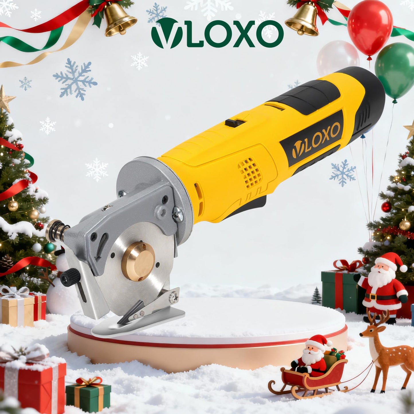 VLOXO Electric Rotary Fabric Cutter Cordless Electric Scissors, Multi-layer Fabric Cutter with Safety Lock and Replacement Blade Power Rotary Scissors for Cutting Leather, Carpet, Thick Fabric