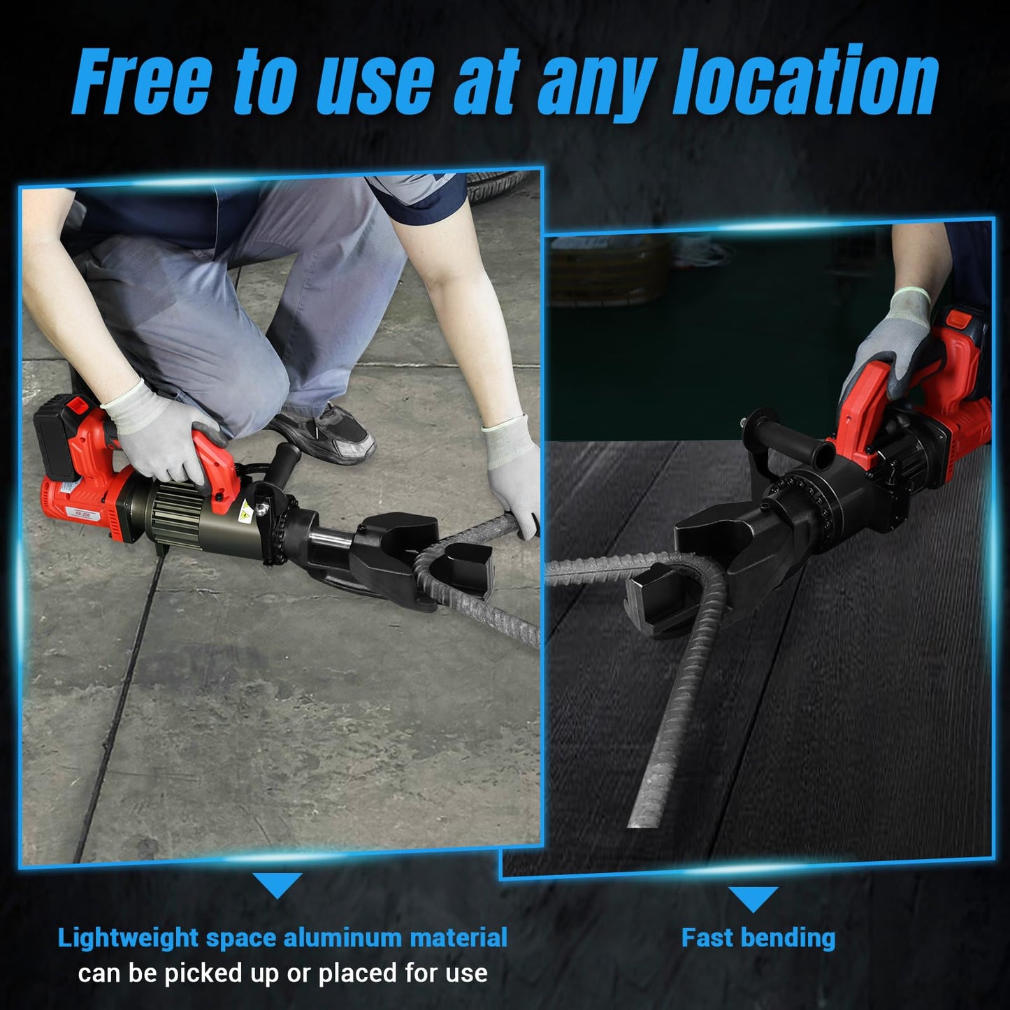 LOSCHEN Cordless Rebar Bender,Electric Hydraulic Rebar Bending Maching,Bending up to 3/4Inch 20mm #6 Rebar,Bending Angle 0-130 Degrees,Rechargeable Portable Handheld Rebar Bender Machine