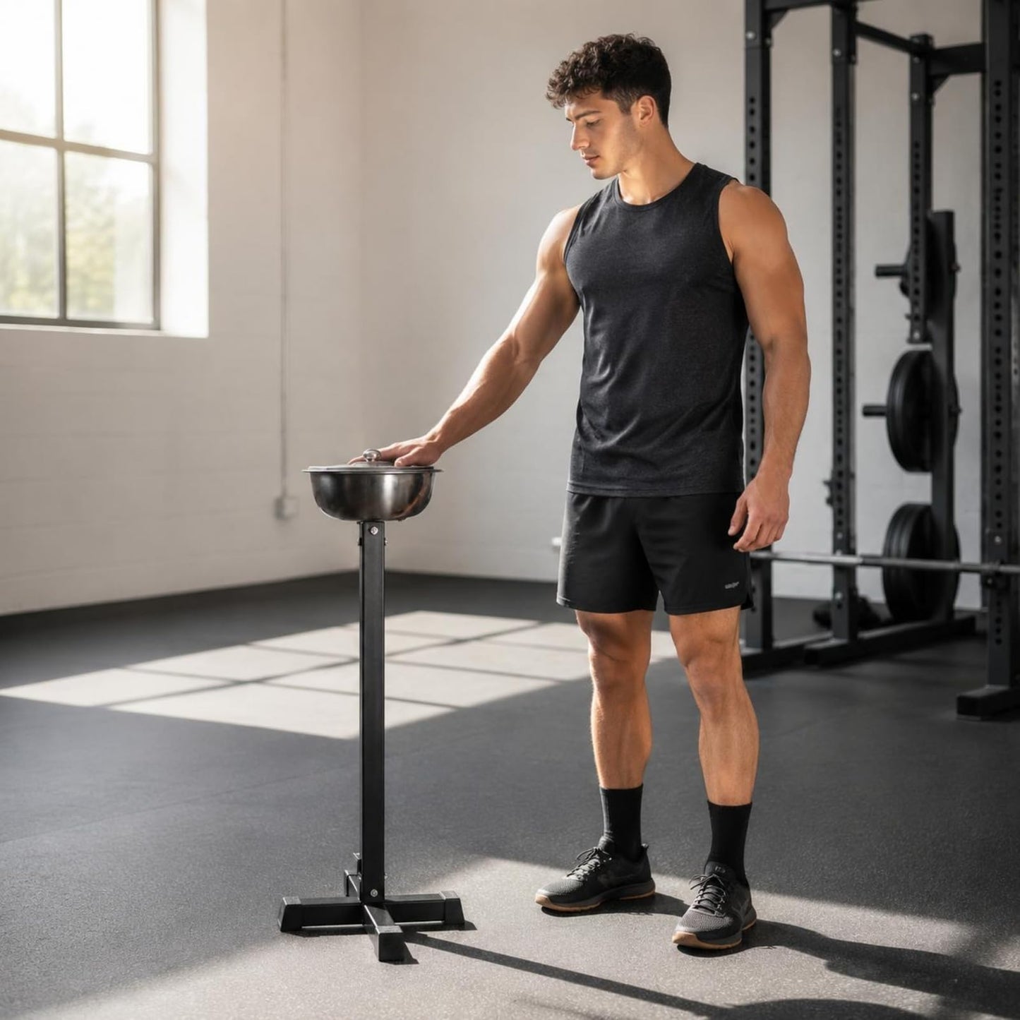 Jinhxofs Chalk Bowl Steel Stand Gym Chalk Stand Mess Reducing Fitness Equipment for Powerlifters