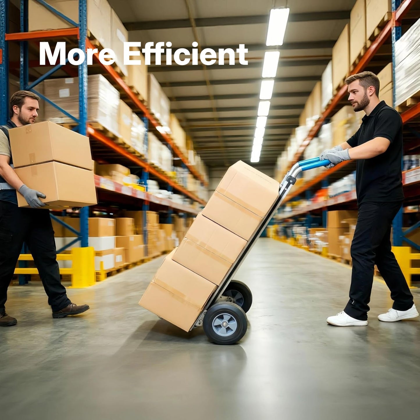 Heavy Duty Aluminum Hand Truck – 550 lbs Capacity, Ergonomic Curved Handle, 10" Solid Rubber Wheels, Beveled Nose Plate for Easy Loading & Transport