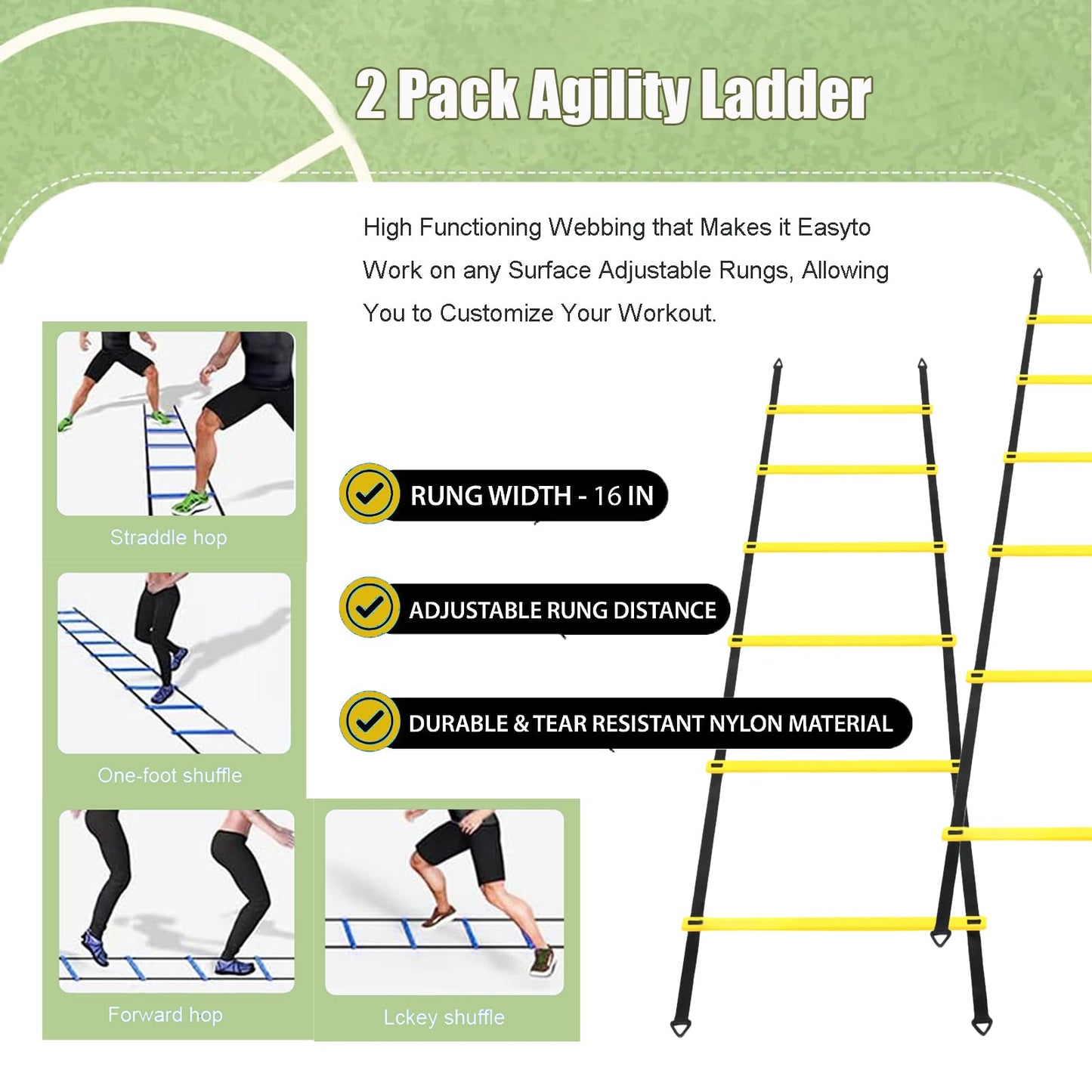 Agility Ladder & Speed Hurdles Soccer Training Equipment Kit Football Training| Footwork Drills | Cones Goalkeeper Practice Equipment for Kids Youth Adult