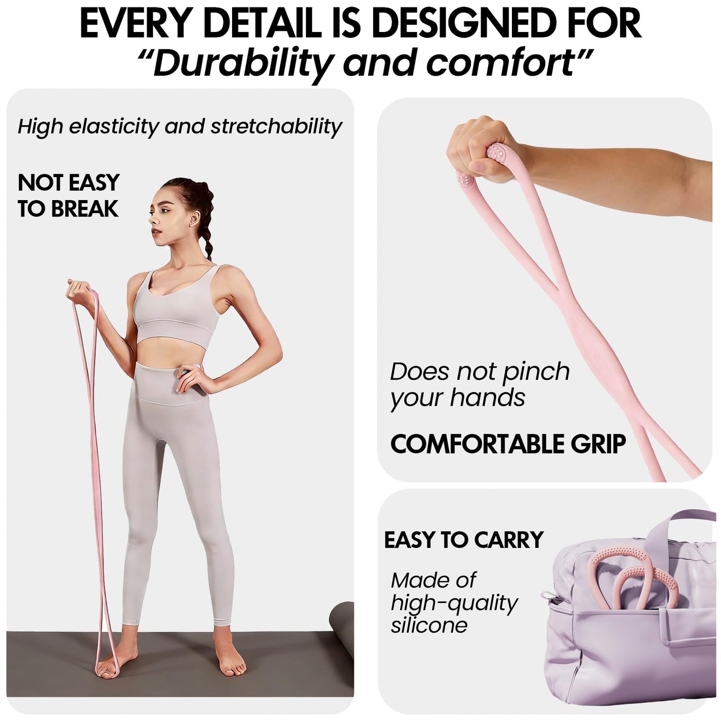 Figure 8 Resistance Band, Figure 8 Resistance Bands for Women Men, 15 lbs Resistance Band Figure for Working Out, Non-Slip Handles, Home Gym, Yoga & Physical Therapy