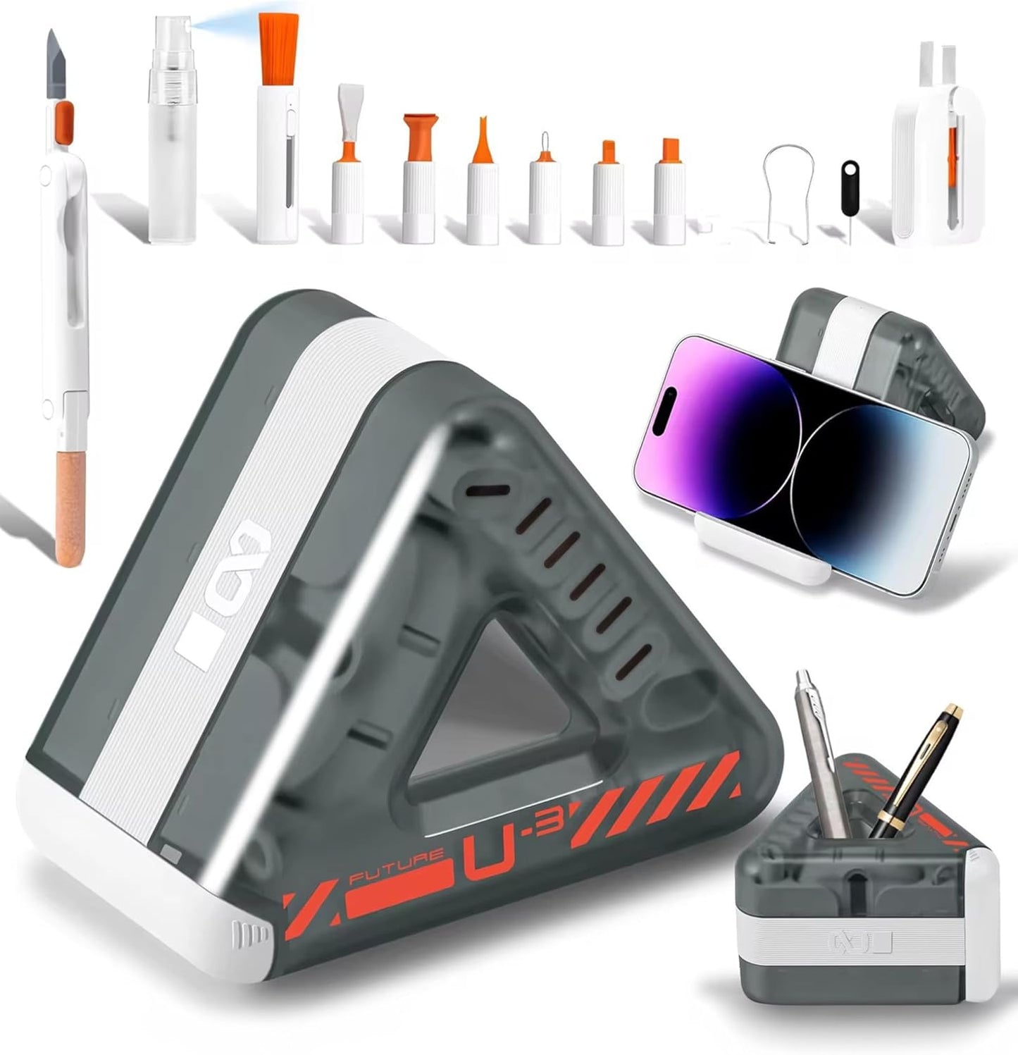 TEDBOX 21 Laptop, Phone, and Electronics Cleaning Kit with Spray, Microfiber Cloth, Brush, Tools (Triangle)