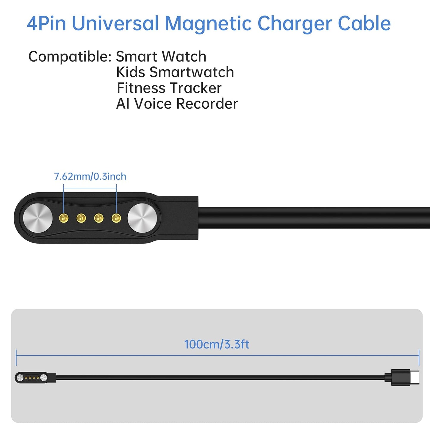 Mugust 2 Pack 3.3ft USB C Magnetic for PLAUD Note AI Voice Recorder Charger, Replacement Charging Cable Accessories