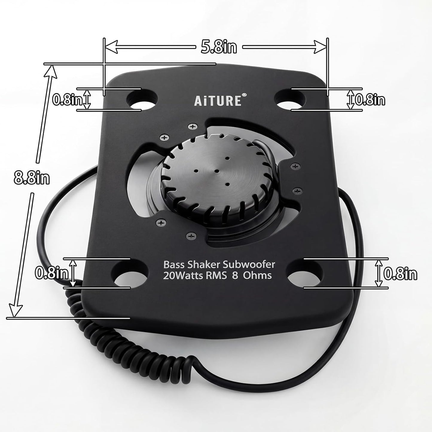 AiTURE 20 8 (20W) Subwoofer Tactile Bass Shaker- Watts RMS Ohm Imepedance - Audio Transducer - Turn Any Surface into a