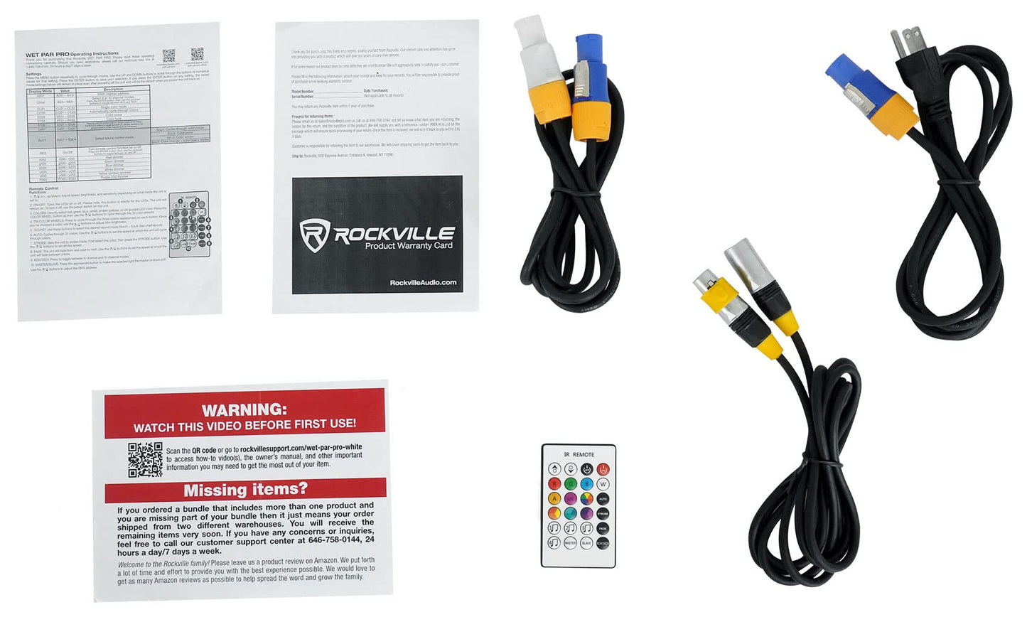 Rockville WET PAR PRO WHITE 12 LED RGBWA+UV Par Wall Wash Up Light, Waterproof IP54, DMX Control, Adjustable Beam, for Restaurants, Stages, Clubs