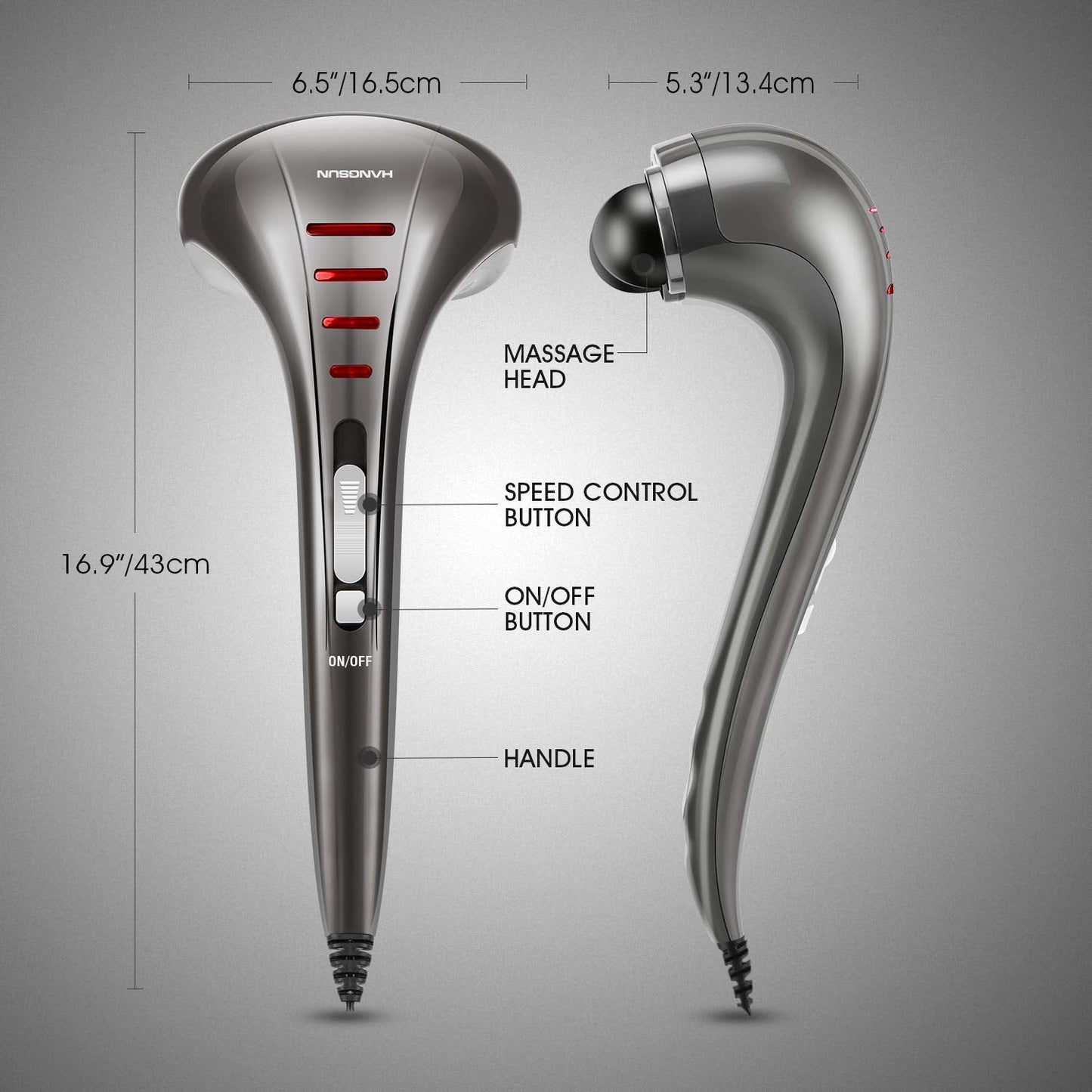 HANGSUN Handheld Neck Back Massager for Pain Relief Deep Tissue, Electric Double Head Percussion Massage MG460 for Shoulder, Leg, Foot, Muscles, Full Body, Corded, 2.3 lb