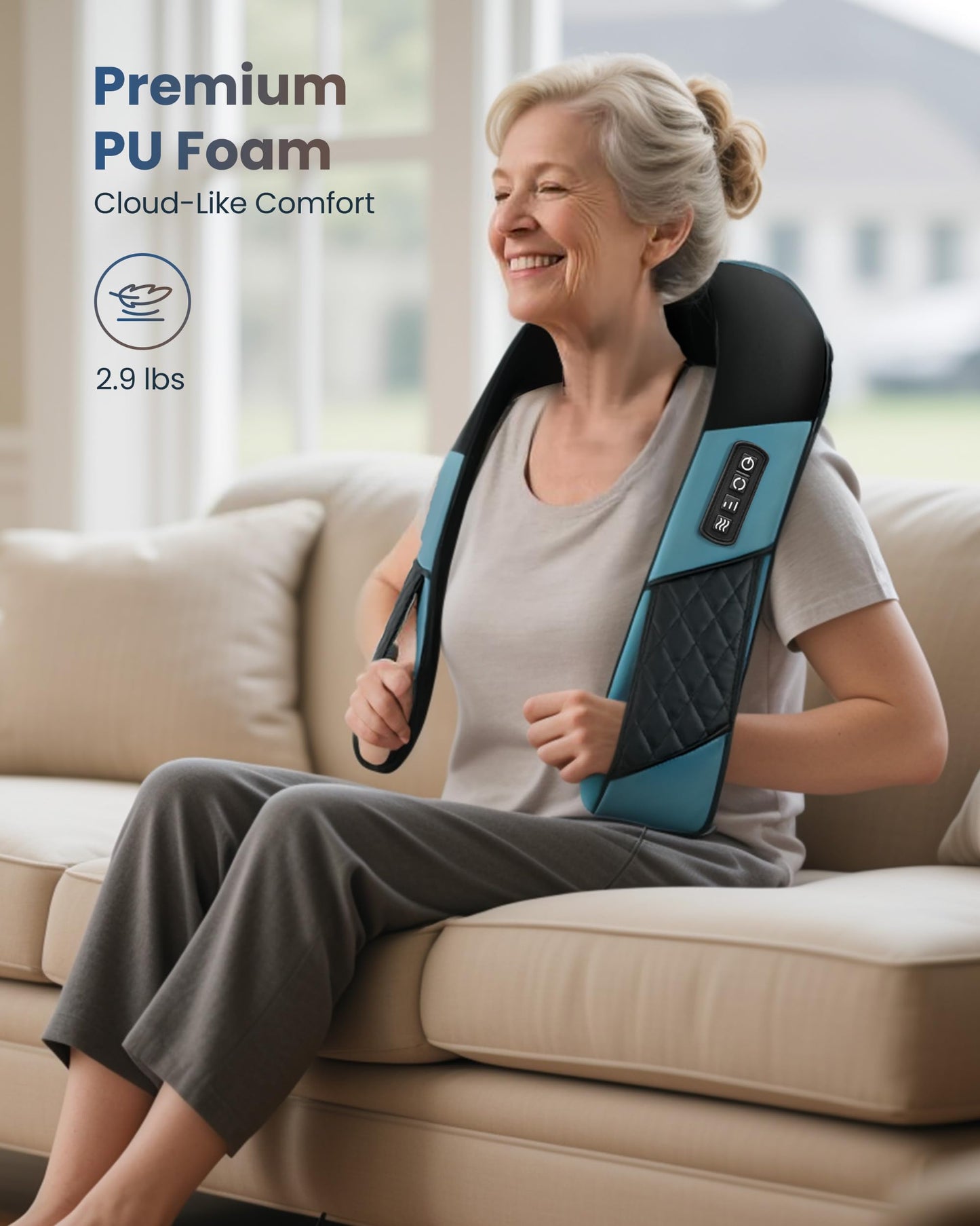COMFIER Cordless Neck Massager with Heat, Deep Kneading 3D Shoulder Massage for Tired Muscles, FSA Eligible, Lightweight Portable for Home Travel, Father Day Gift
