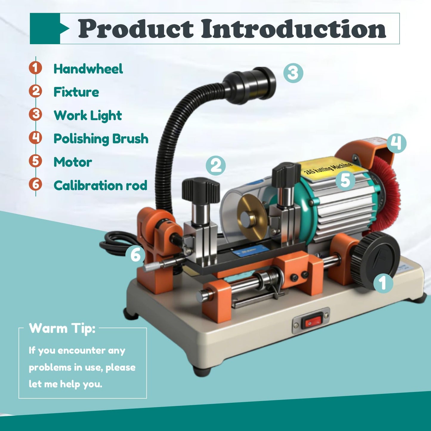 Cutting Machine Duplicator,Horizontal Duplicating Machine 2AS with Brush, Cutting Equipment, Hardware Processing Tool for Commercial Use 110V