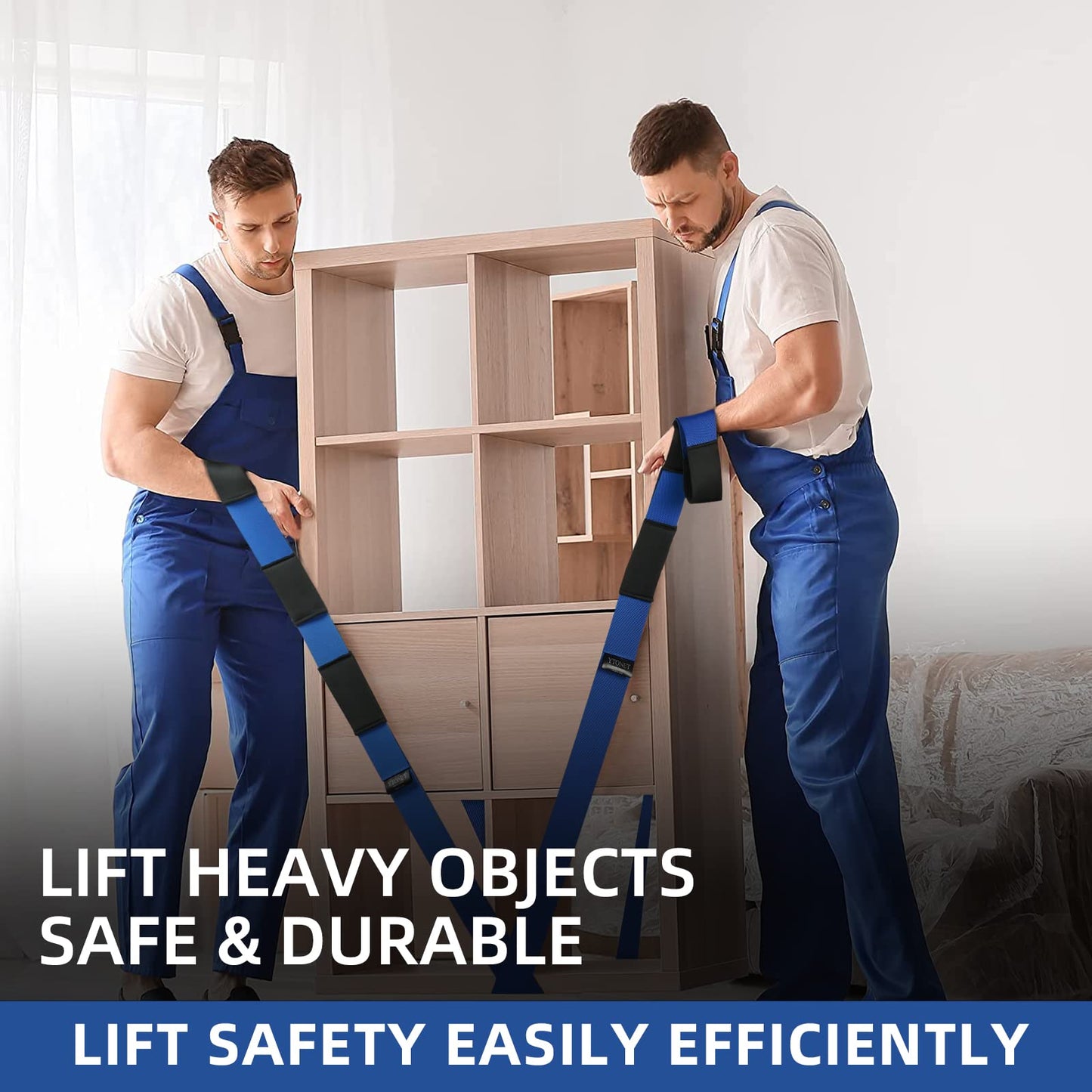 Ytonet Moving Straps, 2-Person Lifting and Moving System with 12 Comfortable Thickened Sponge Pads, Lifting Straps for Move Furniture, Appliances, Heavy Objects up to 800 lbs, Wire Rope Slings Blue