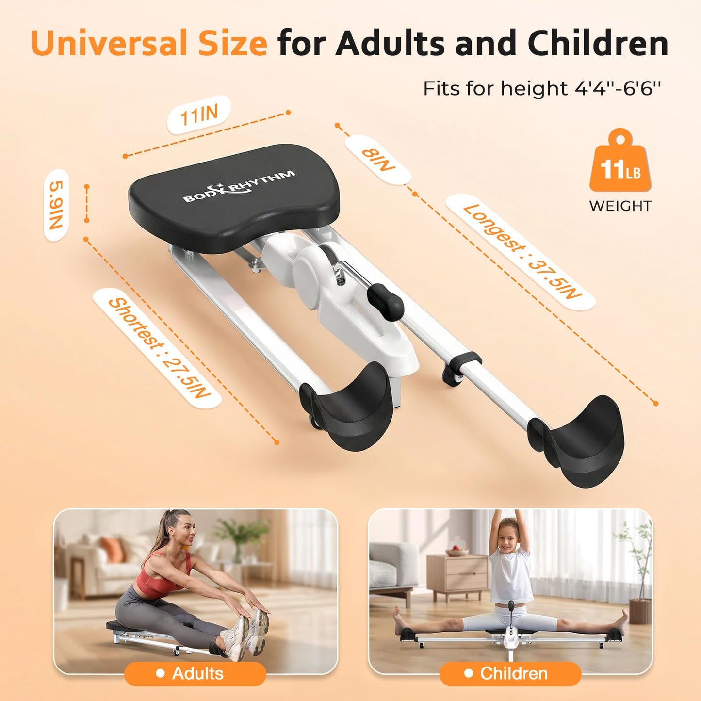BODY RHYTHM Leg Stretcher - Split Machine for Leg Stretching - Flexibility Stretching Equipment - Ballet, Yoga, Dance, Martial Arts, MMA - Home Yoga Gym Fitness (Black)