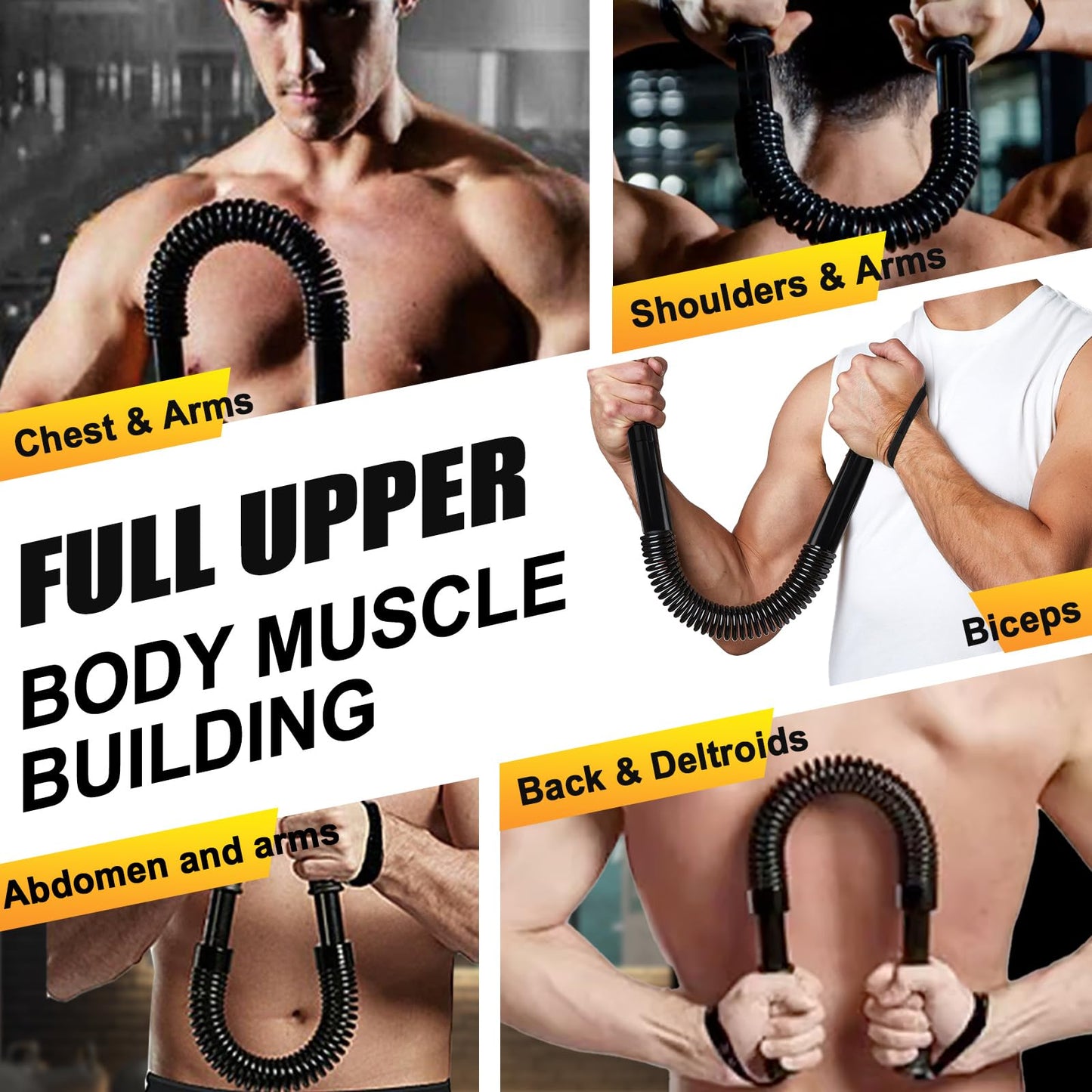 CALCHELE Power Twister Bar - Upper Body Exercise for Chest arm Workout Equipment, Strengthening Your Chest Workout, Shoulders,Biceps, Arms, Forearm Strengthener 20-66 LBS