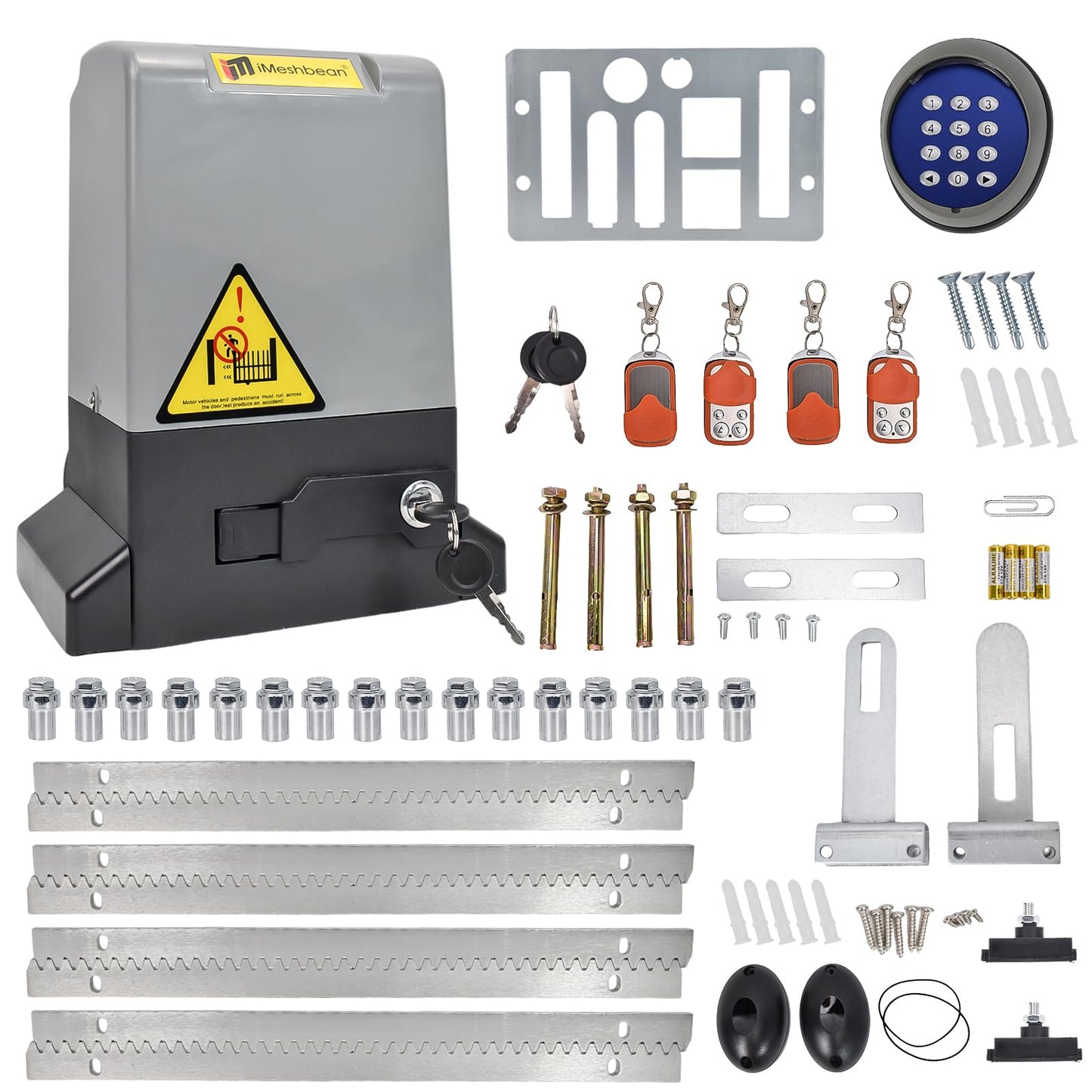 5000LB Automatic Sliding Gate Opener APP Keypad Control,1200W Gear Rack Driven Sliding Gate Motor with 4 Remotes,Electric Gate Operator System Kit for Sliding Gate Up to 100FT (1200W 5000LB)