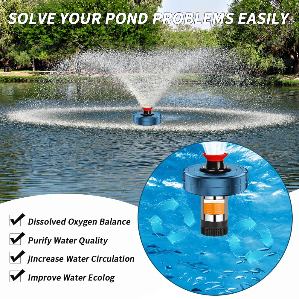 1HP 15000 GPH Pond Aerator Fountain Pump with Timer