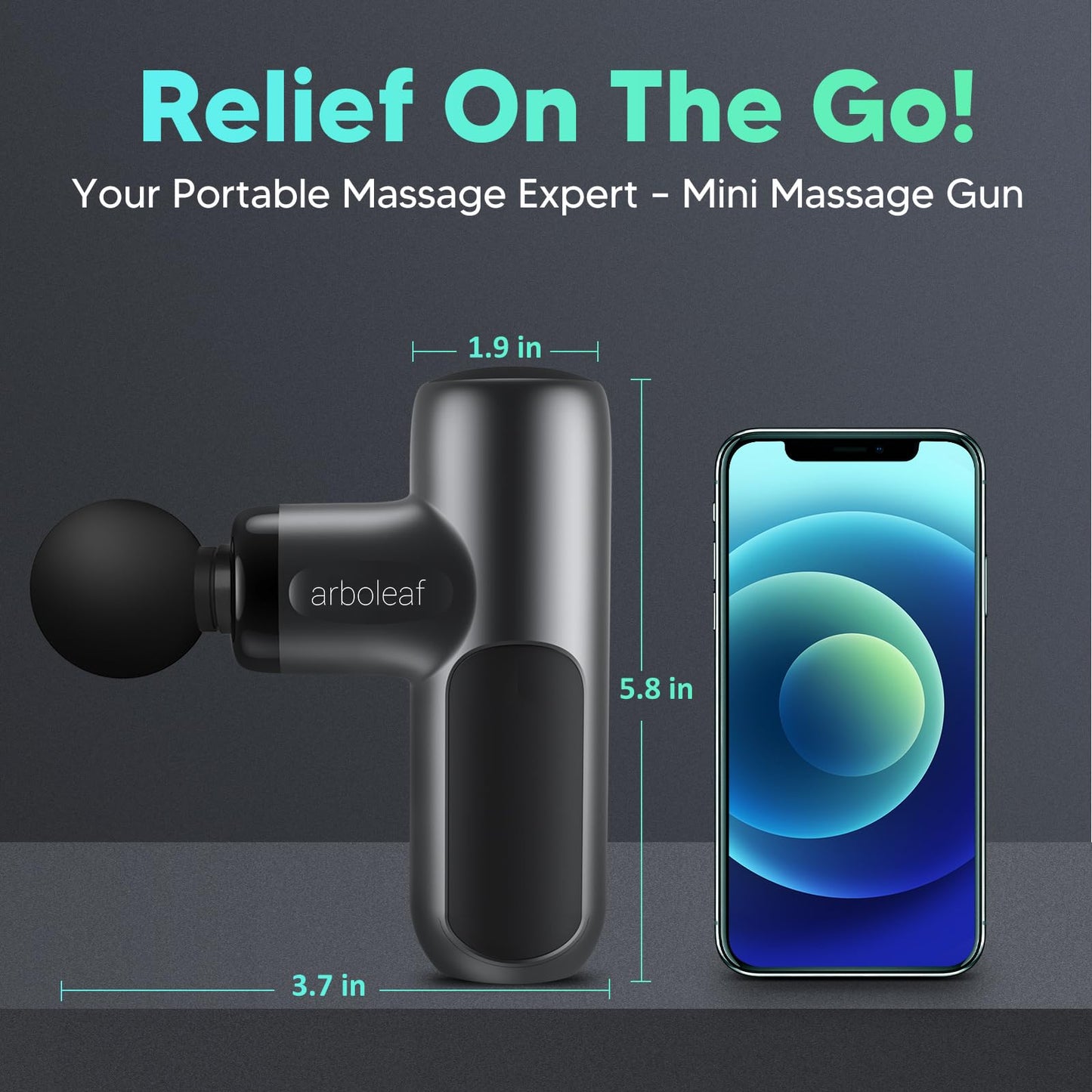 arboleaf Mini Massage Gun Deep Tissue, Percussion Muscle Massager for Back Pain Relief, Small Massage Gun with Case Travel Size, Handheld Quiet, Portable